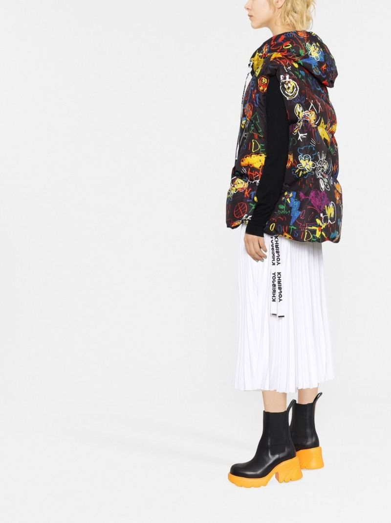 Black Graffiti Bear Hooded Gilet
