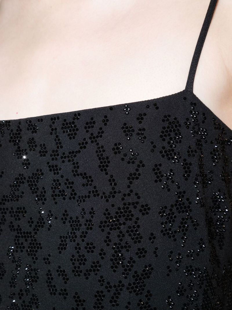 Black Crystal CrÃ_x0083_ªpe Midi Dress