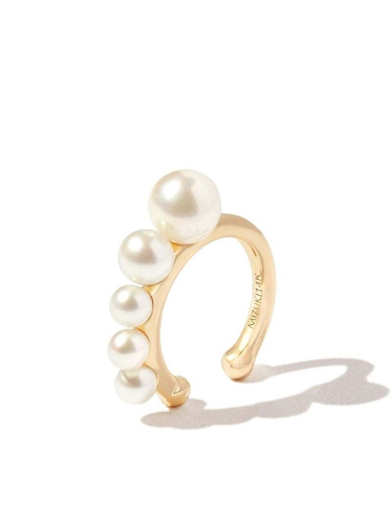 14k Yellow Gold Sea of Beauty Pearl Single Ear Cuff