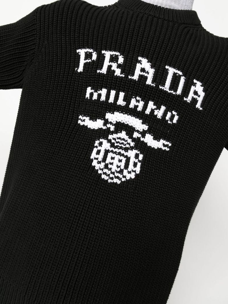 Black Logo Cotton Knit Sweater