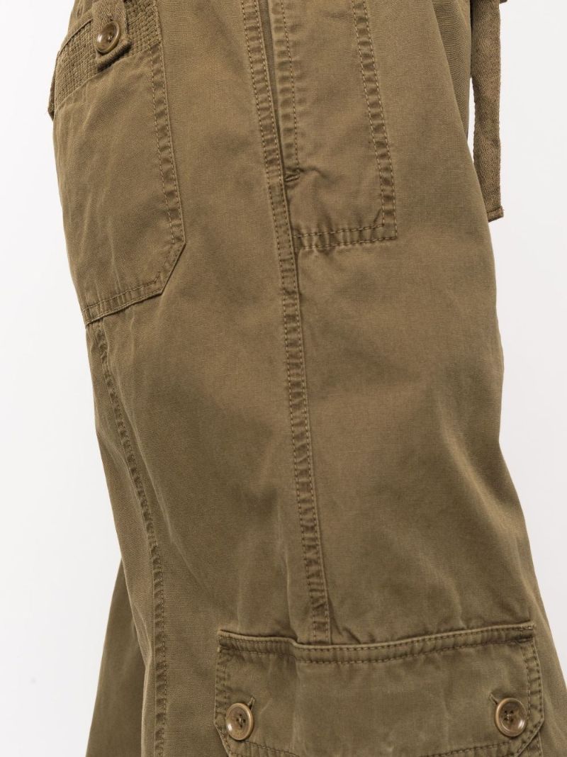 Green Alden Folded Waist Cotton Cargo Trousers