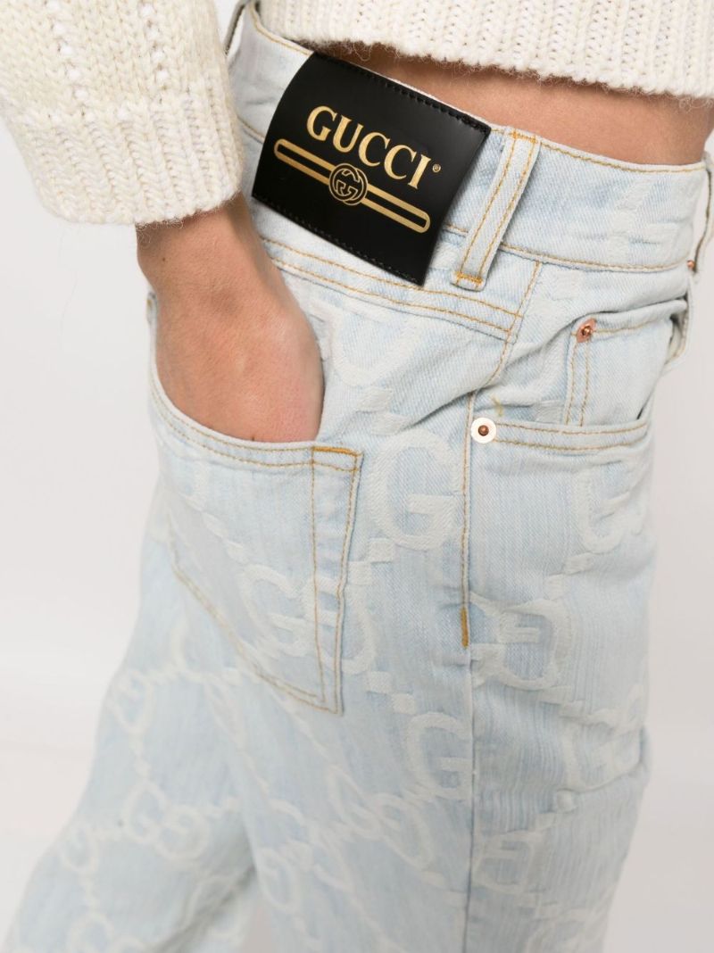 Blue Gg Jacquard Flared Jeans