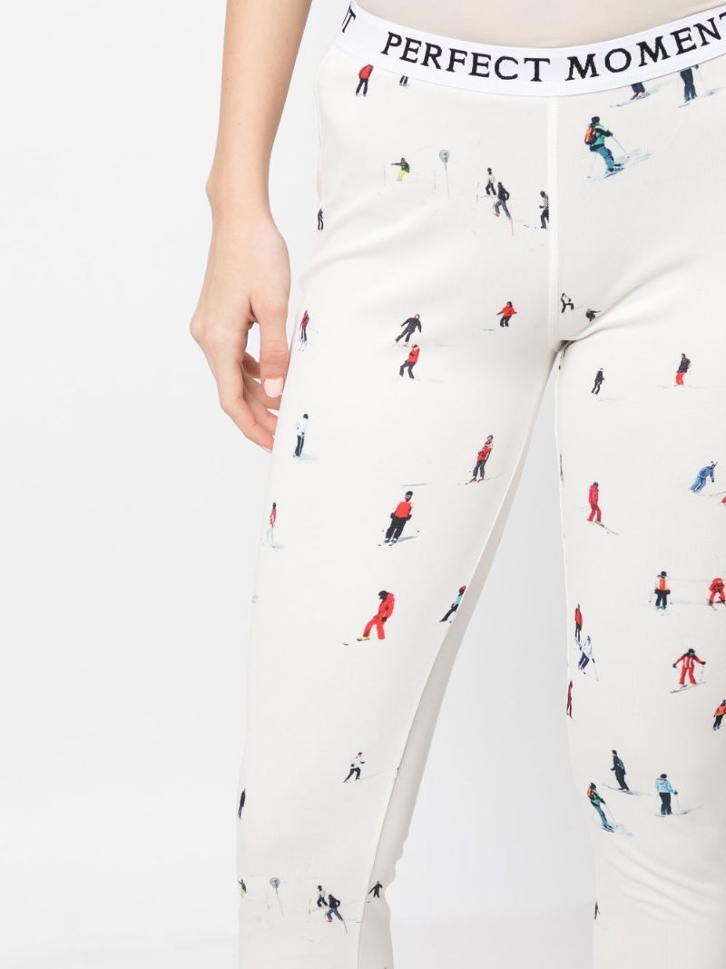 White Graphic Print Thermal Leggings