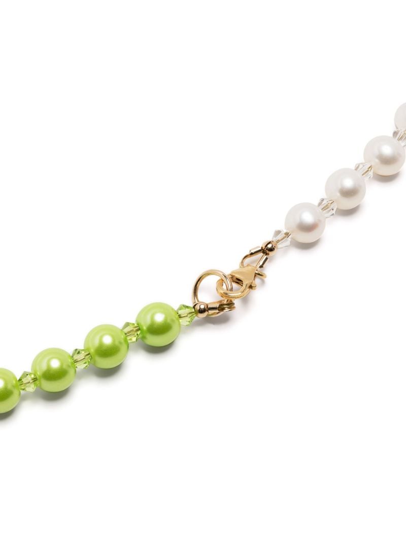 White Crystal Embellished Pearl Necklace