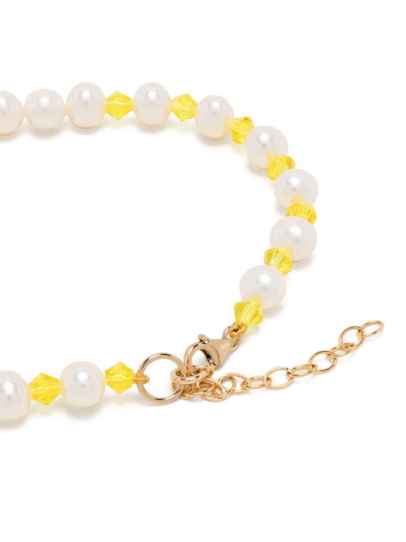 Yellow Beaded Pearl Bracelet