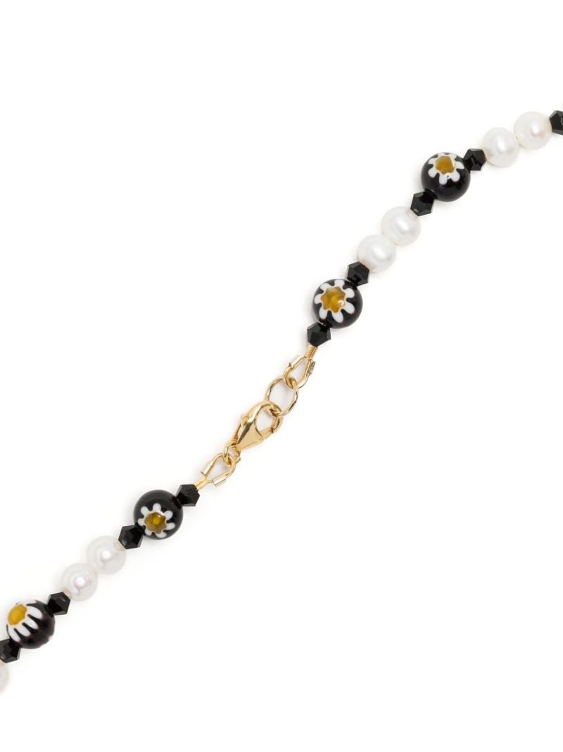 White Pearl and Daisy Crystal Beaded Necklace