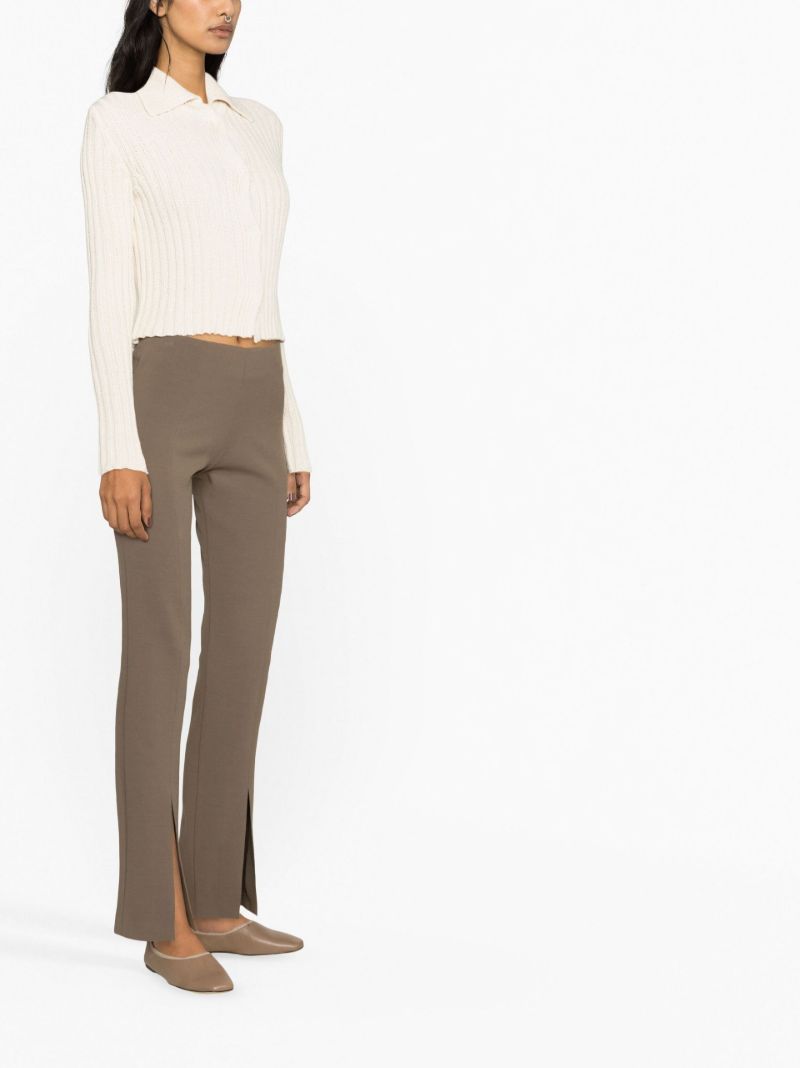 Brown Slit Detail Slim Fit Trousers