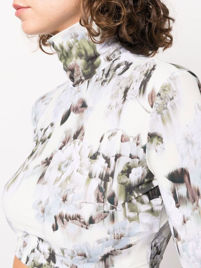 Neutral Chine Floral Print Crop Top