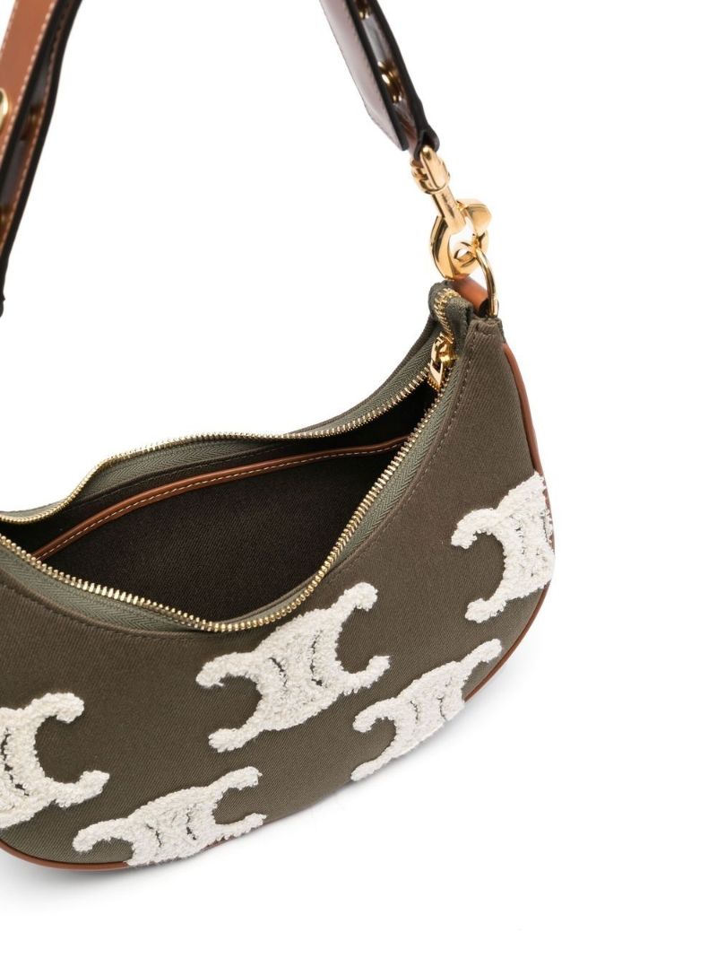 Green Ava Embroidered Shoulder Bag