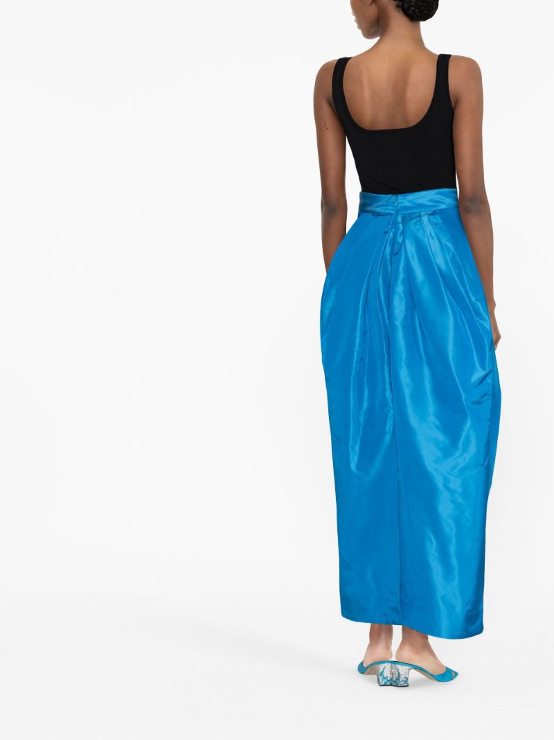Blue Voluminous Pleated Silk Skirt