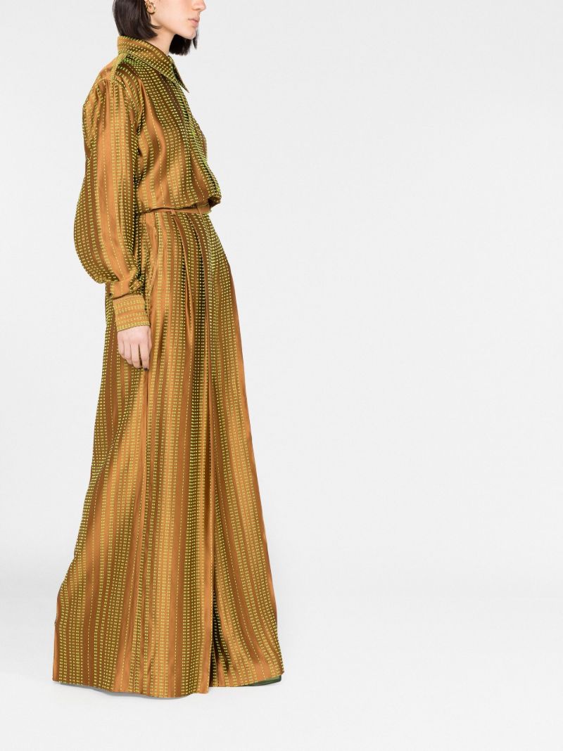 Brown Jacquard Wide-leg Satin Trousers