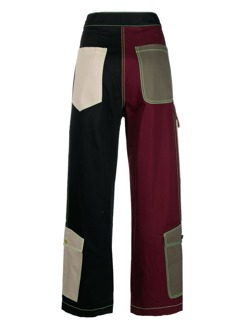 Black Colour Block Cargo Jeans