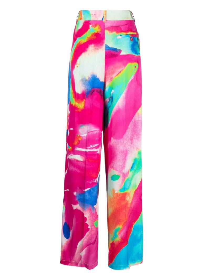Pink Printed Wide-leg Trousers