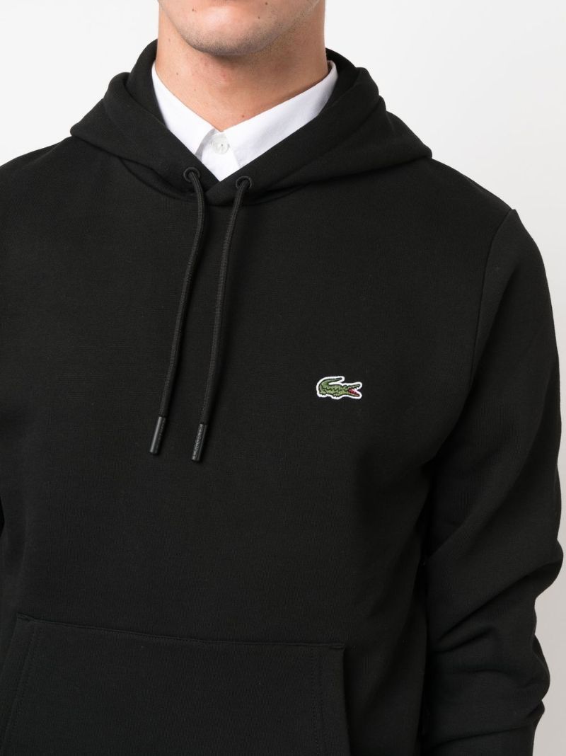 Black Logo Patch Cotton Hoodie