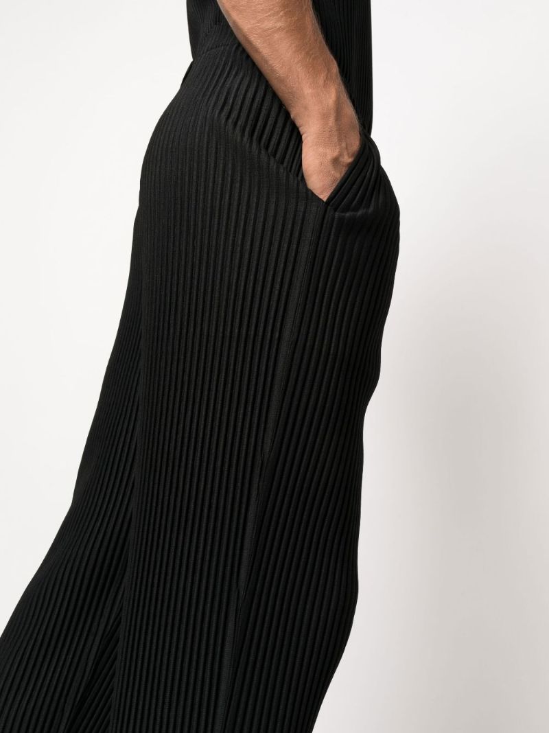 Black Tailored Pleats 1 Straight-leg PlissÃ_x0083_© Trousers