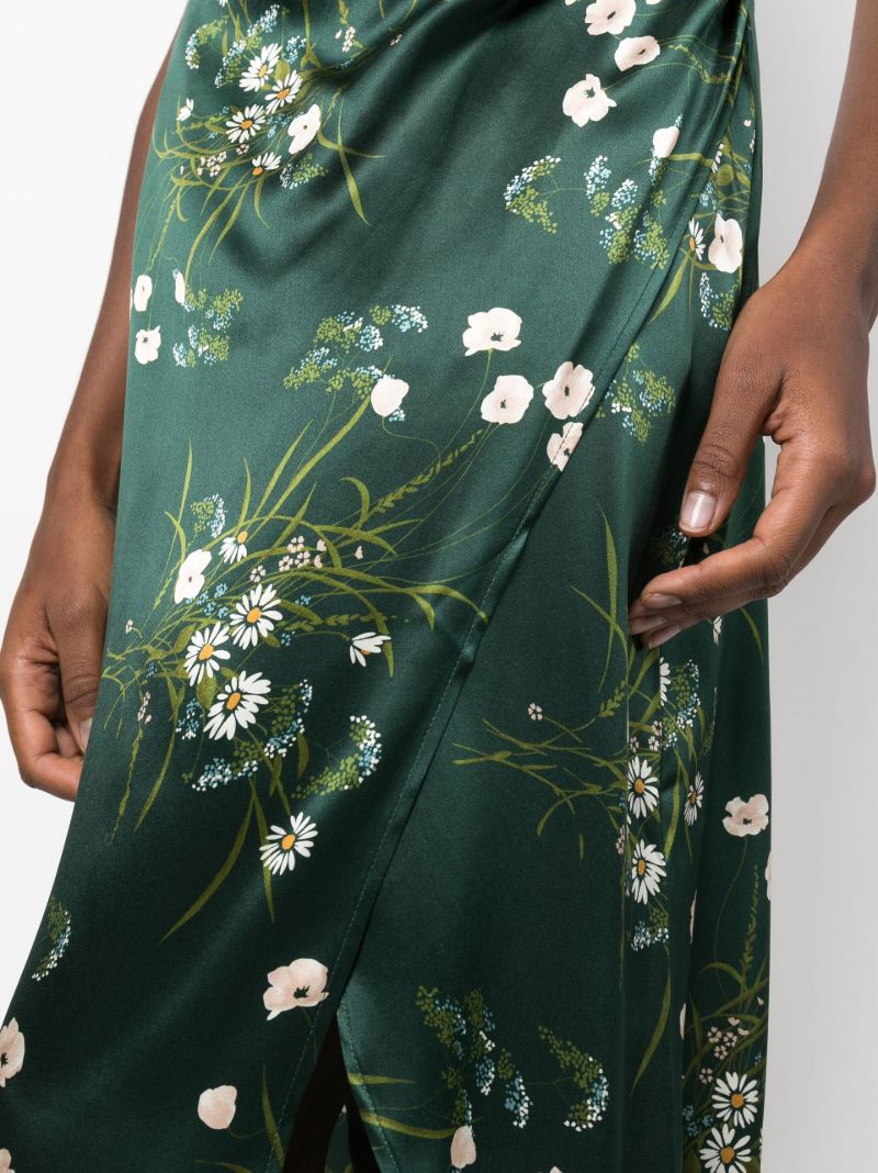 Green Sabine Floral Print Silk Midi Skirt