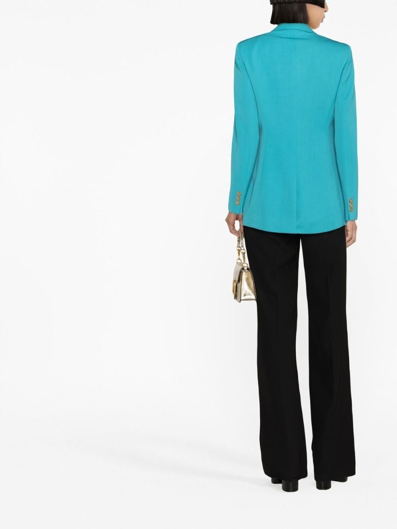 Blue Single-breasted Wool Blazer