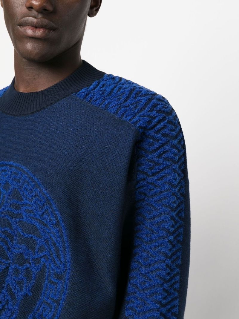 Blue La Greca Medusa Terry Sweater
