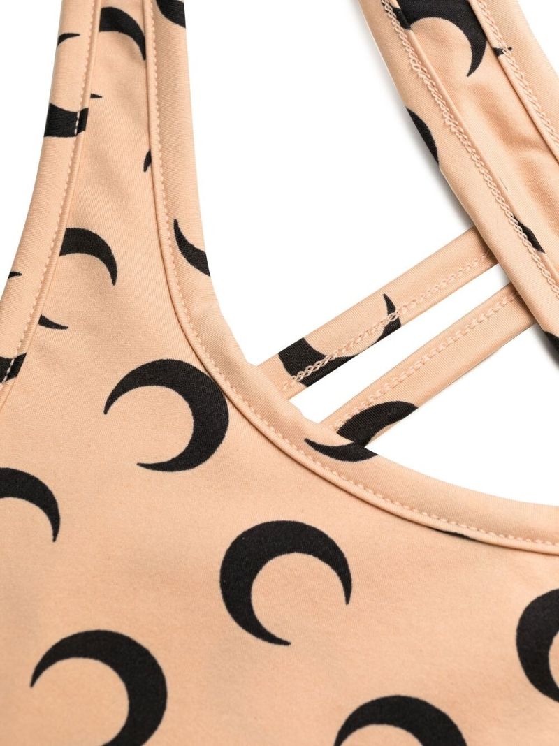 Neutral All Over Moon Cropped Top