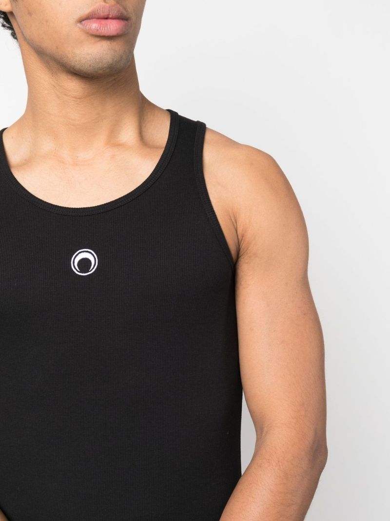 Black Logo Embroidered Vest Top
