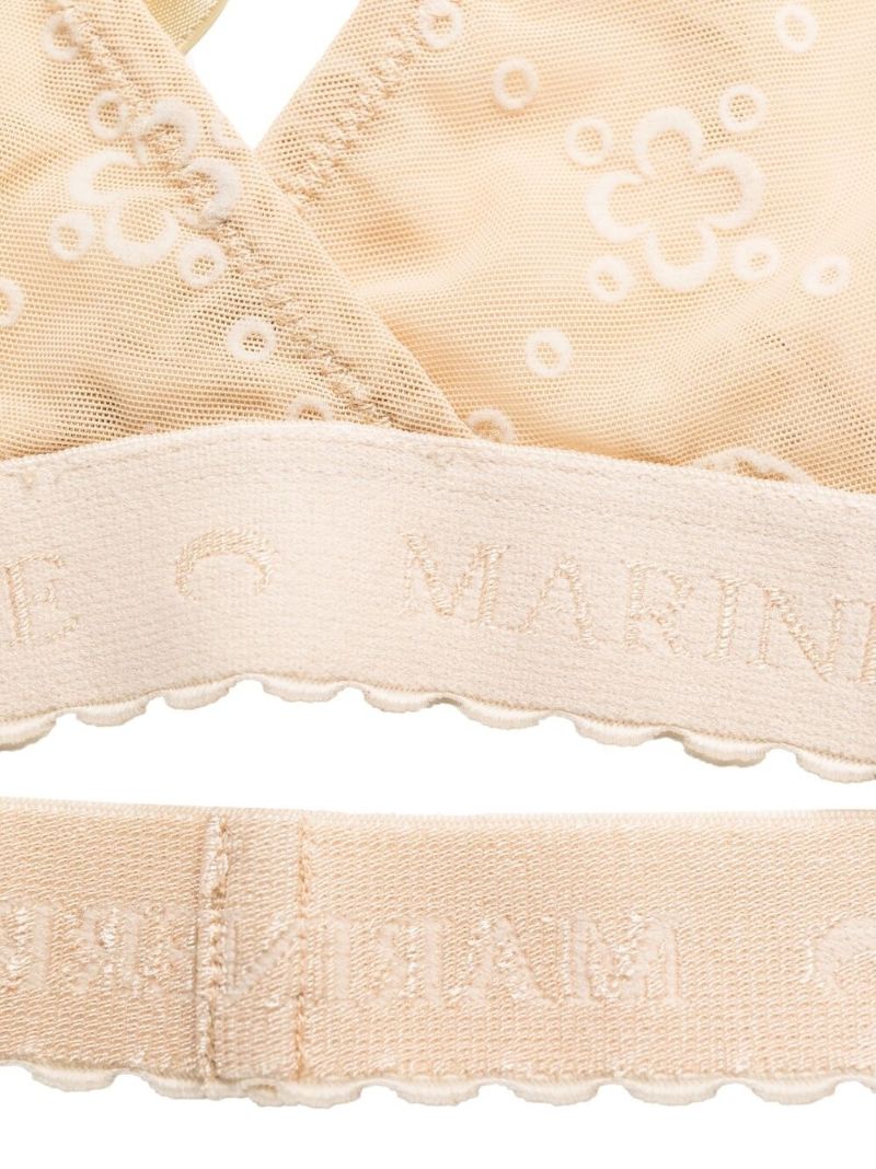 Neutral Flocked Mesh Bralette