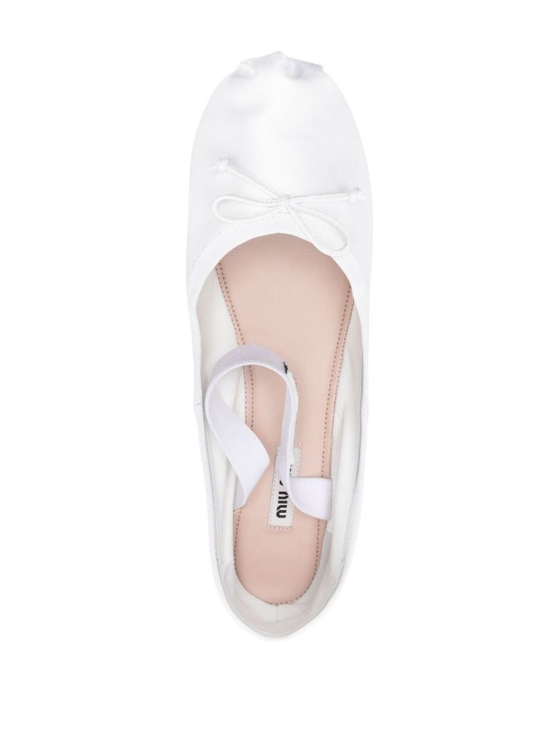White Logo Strap Satin Ballet Pumps