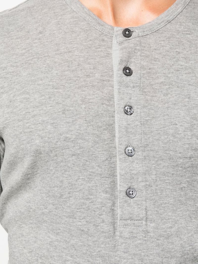 Grey Henley Half-button T-shirt
