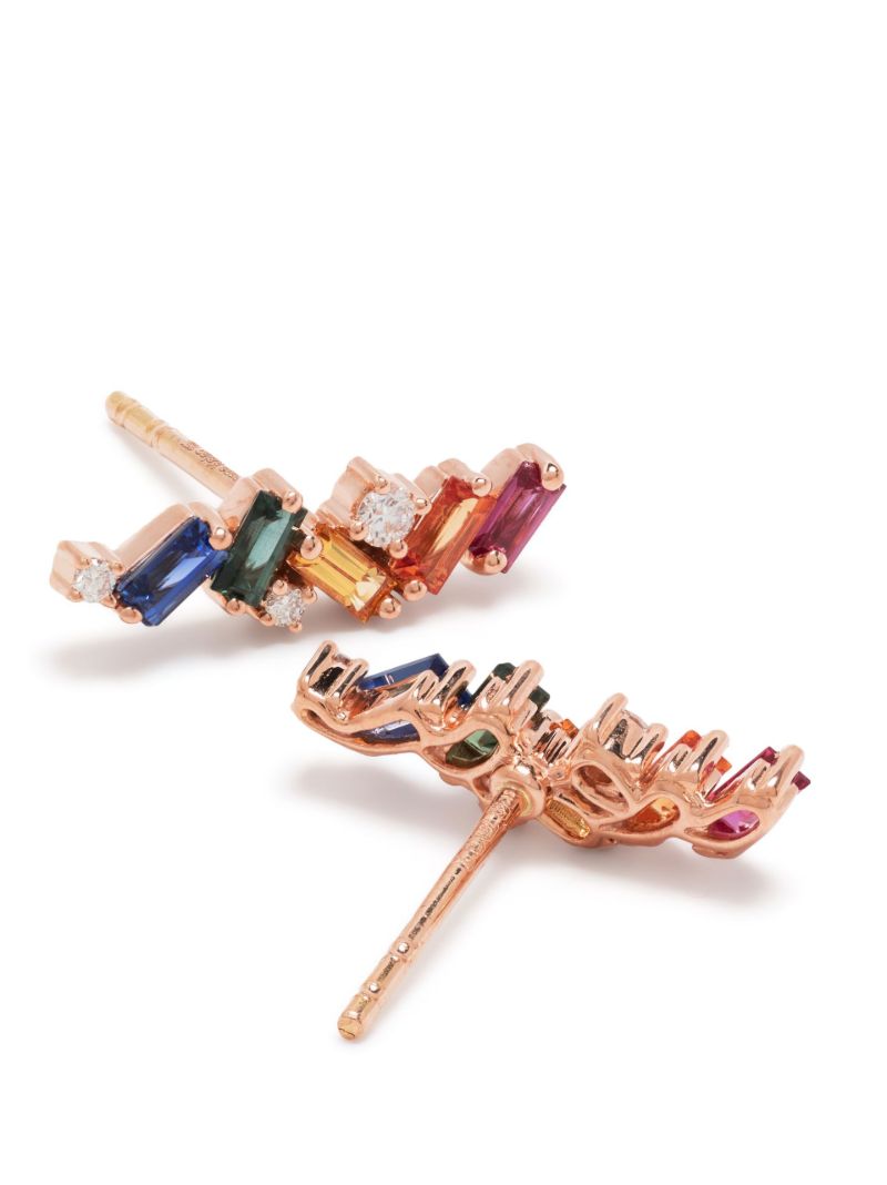18k Rose Gold Frenzy Rainbow Sapphire Stud Earrings