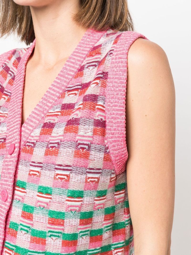Pink Jacquard Knit Cashmere Vest