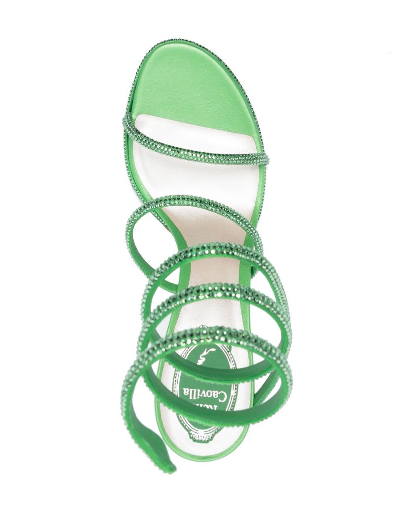 Green Cleo 80 Crystal-embellished Satin Sandals
