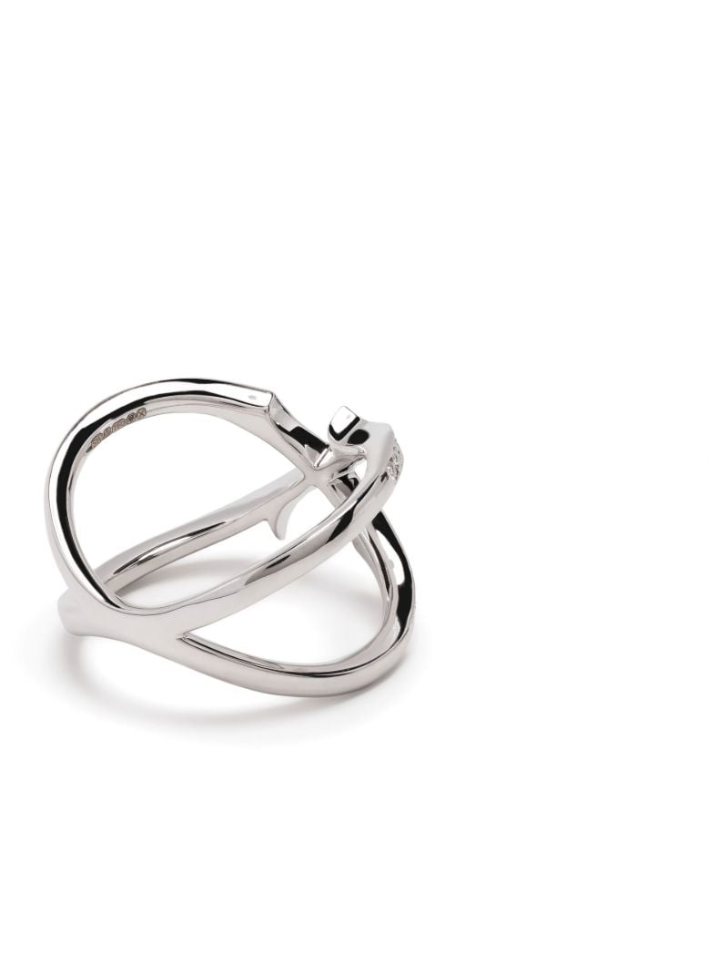 18k White Gold Stem Crossover Diamond Ring