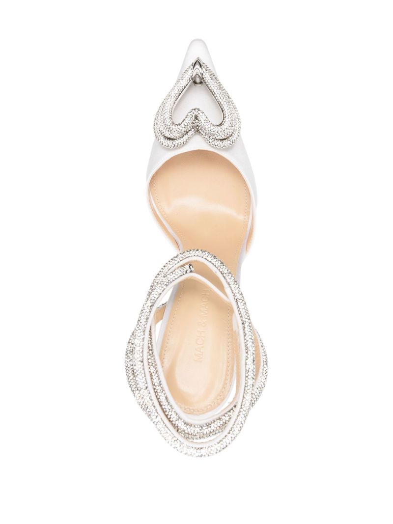 White Triple Heart 110 Satin Pumps