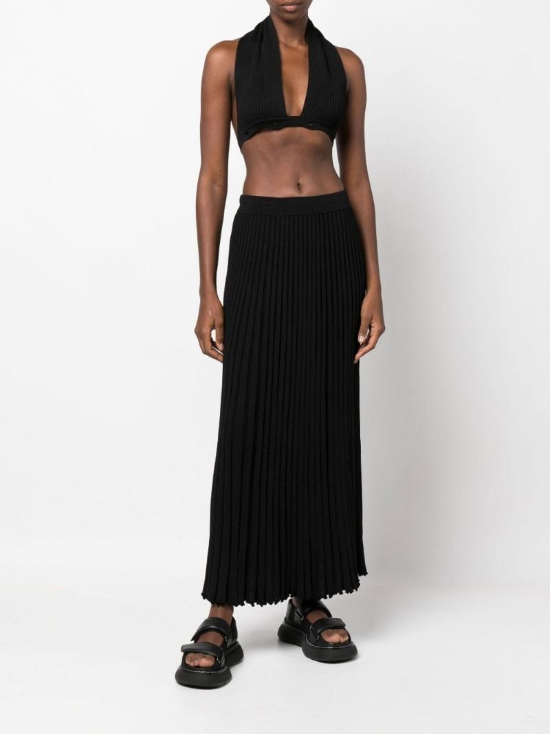 Black Buttoned Halterneck Dress