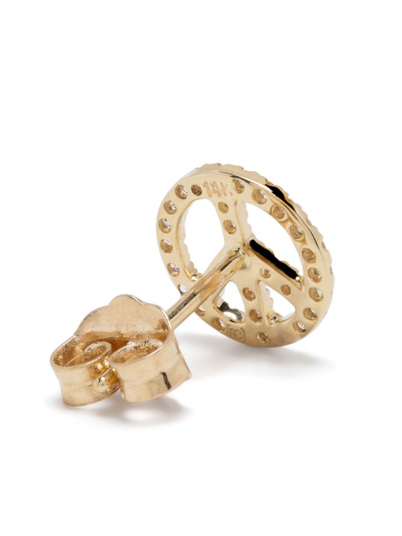 14k Yellow Gold Peace Diamond Stud Earring