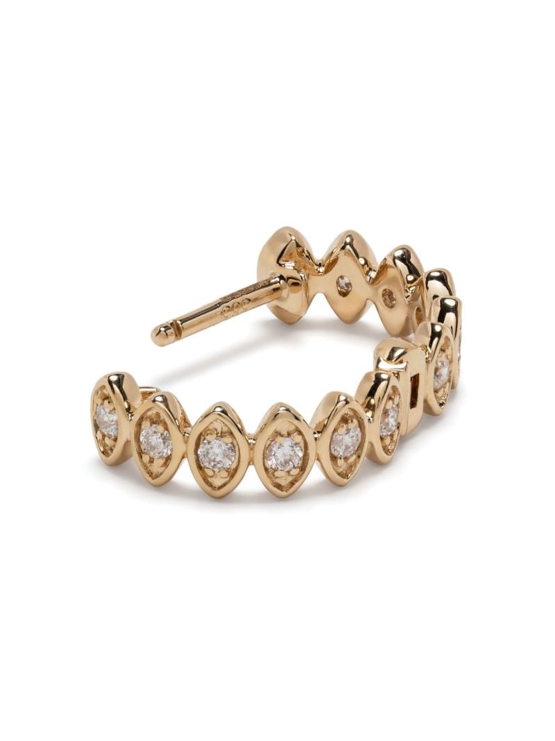 14k Yellow Gold Evil Eye Diamond Huggie Earrings
