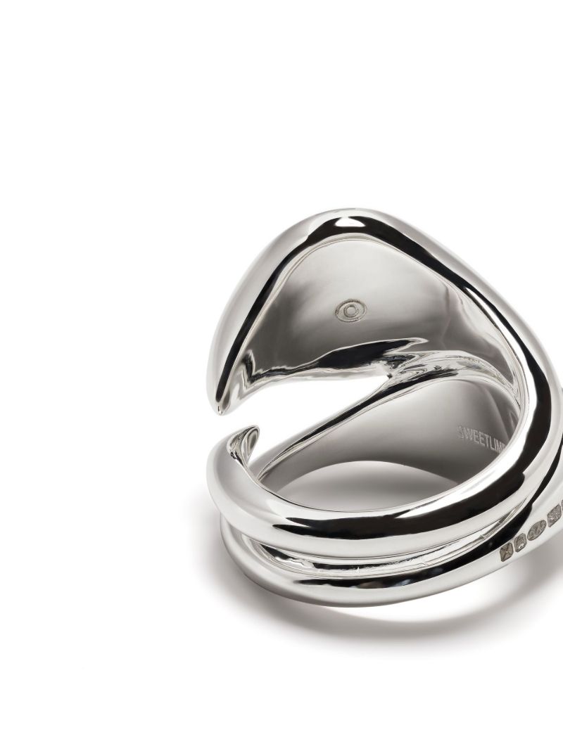 Silver-tone Logo-engraved Signet Ring