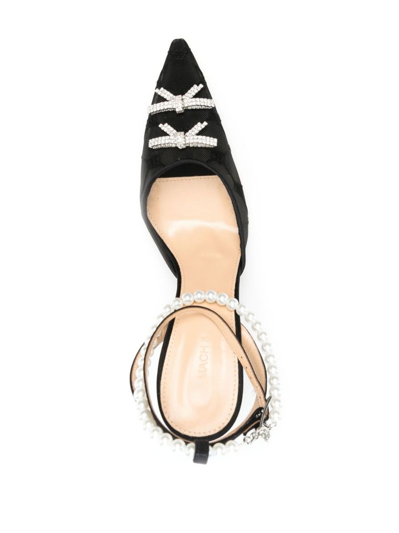 Black Matilda 100 Crystal Bow Lace Pumps