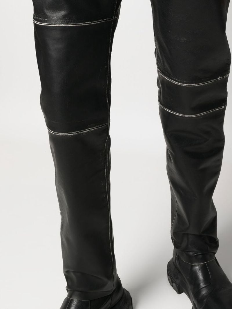 Black Panelled Leather Trousers