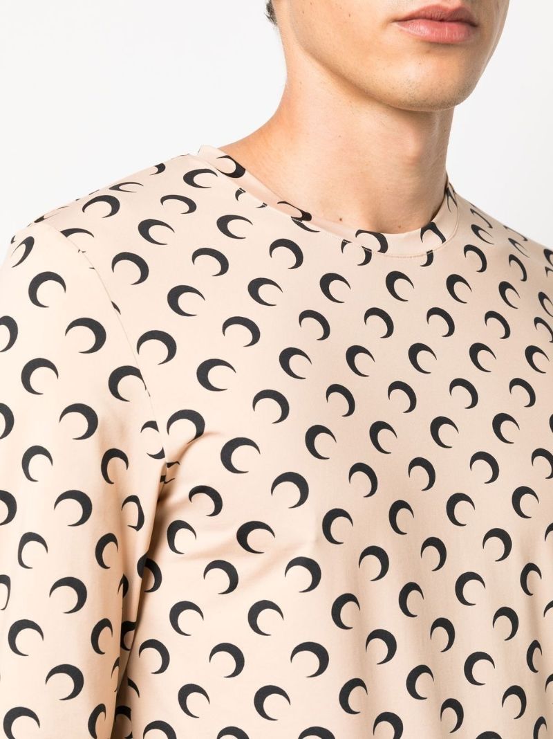 Neutral Crescent Moon Print Top