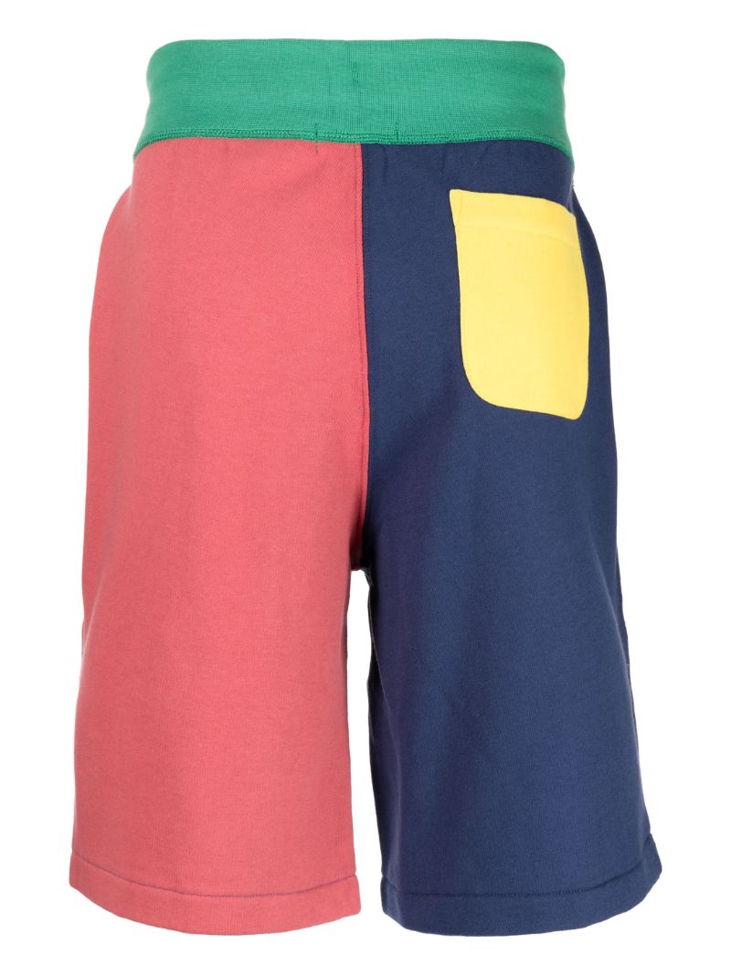 Blue Colourblock Drawstring Shorts