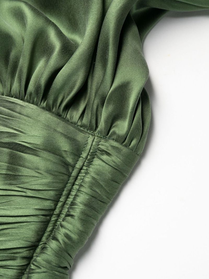 Green Silk Mini Wrap Dress