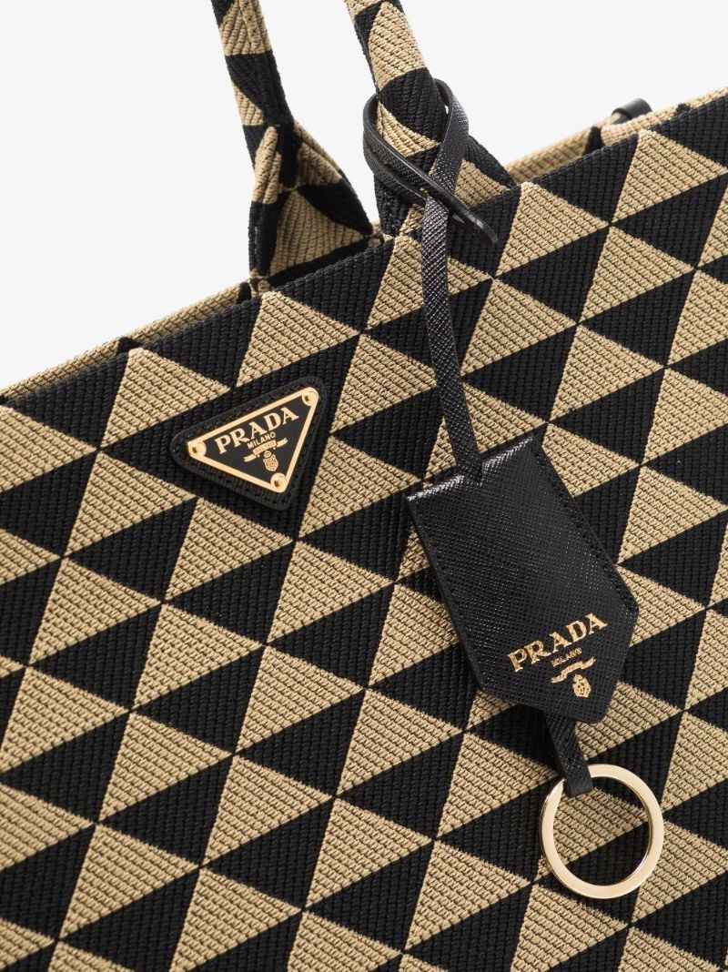 Black and Neutral Symbole Large Jacquard Tote Bag