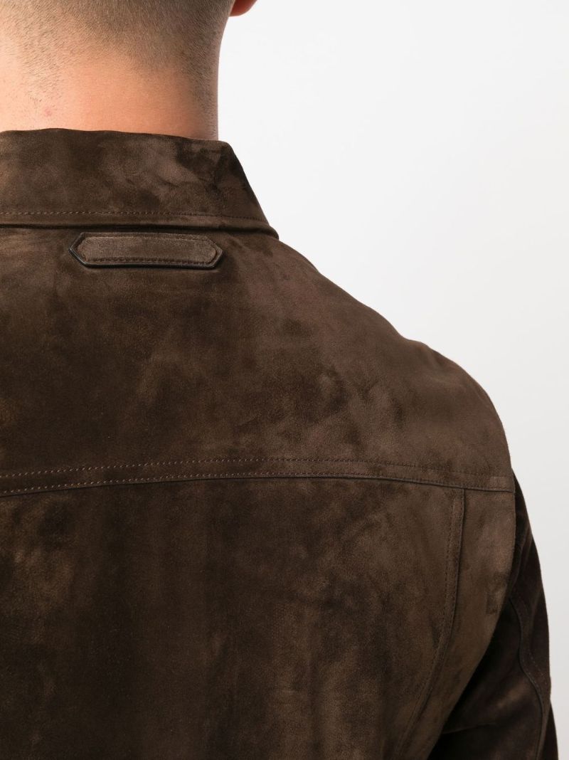 Brown Buttoned Suede Jacket