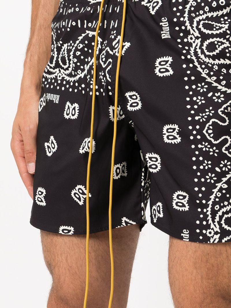 Black Bandana Print Swim Shorts