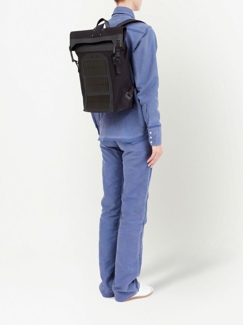 Black Panelled Buckle Backpack