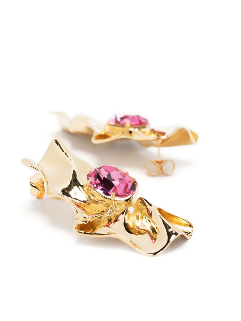 Gold-tone Fold Crystal Earrings