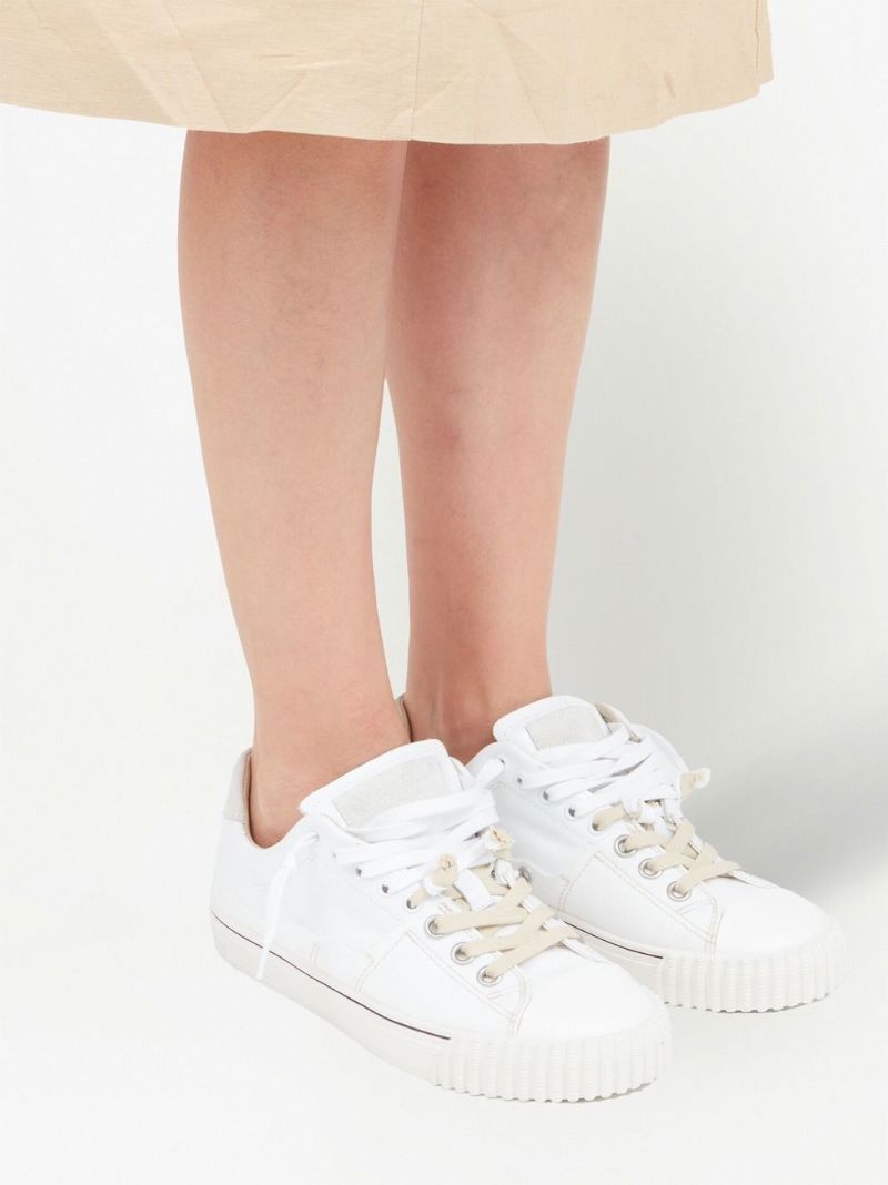 White Lace-up Low-top Sneakers