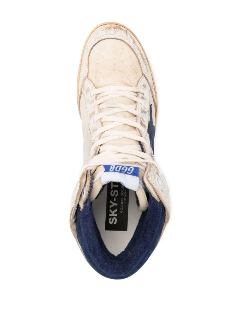 White Sky-star High Top Leather Sneakers