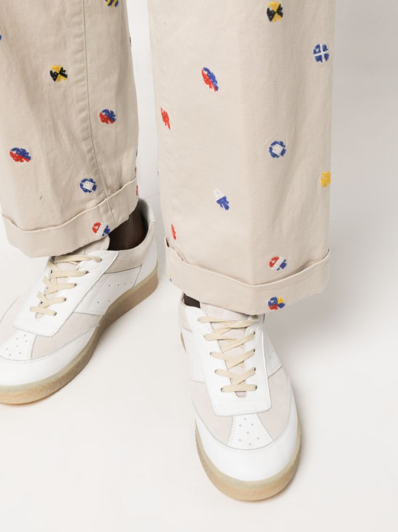 Beige Boat Embroidery Trousers