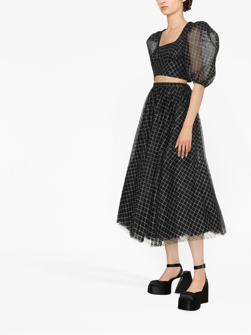 Black Puff-sleeve Chiffon Blouse
